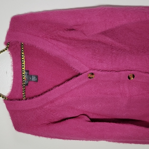 Love Crazy Fuzzy Pink 3 Button Cardigan Sweater Barbie Preppy Cozy Small - Picture 2 of 7